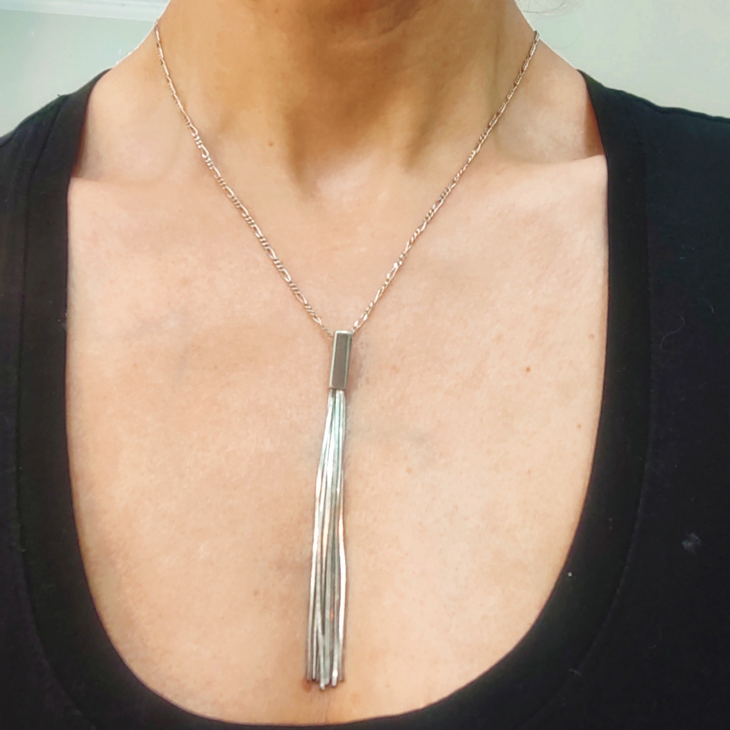Vintage Italian Sterling Silver Long Tassel Necklace